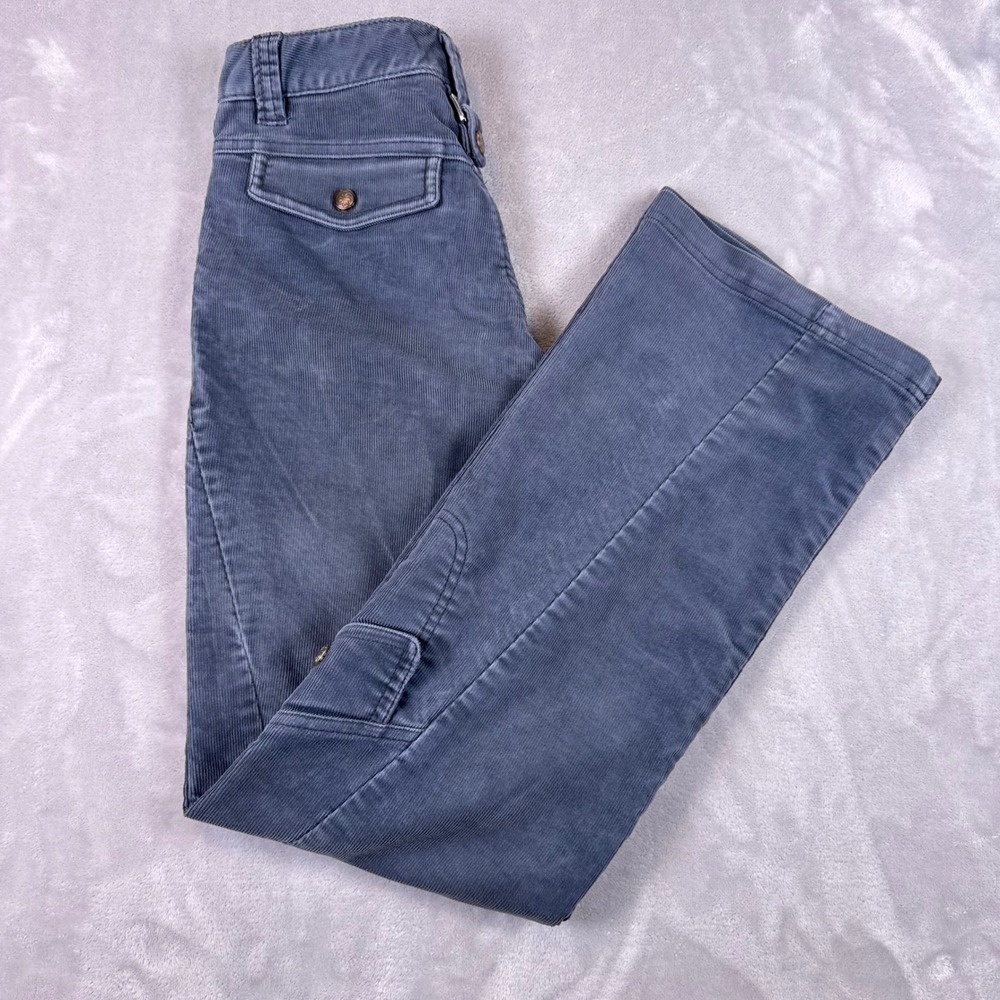 Athleta Corduroy Cargo Bootcut Flare Pants Womens Size Blue Gray 720941